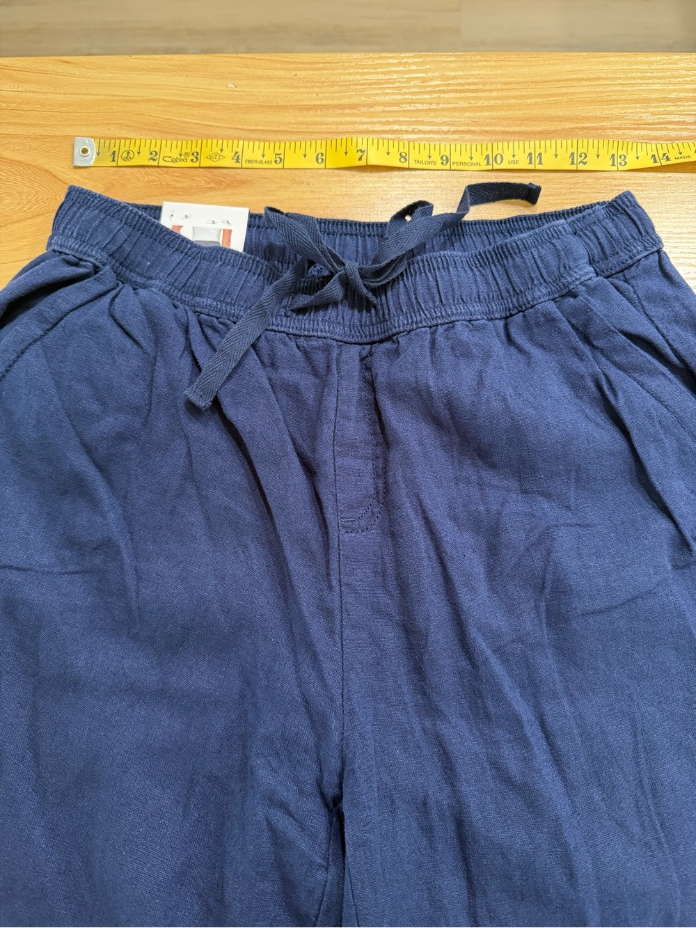 Briggs Womens Pull On Navy Linen Blend Wide Leg Pant Medium - Picture 8 of 11